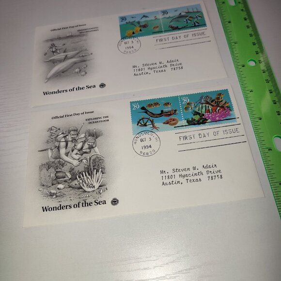 Set 2 FDC Wonders of the Sea Marine Life Fauna Nature USA 1992 Vintage Covers - Picture 3 of 6